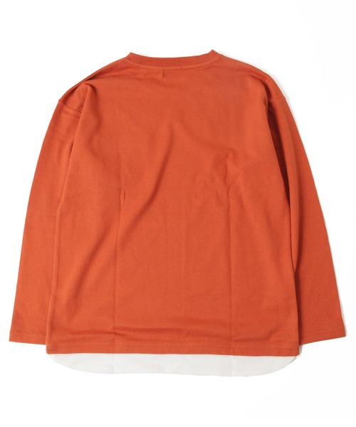 GLAZOS（グラソス）の「厚手天竺・ドロップショルダーフラップポケット付き裾レイヤード長袖Tシャツ（Tシャツ/カットソー・キッズ・チャコールグレー/グレー/カーキ/オレンジ・130cm/140cm/150cm/160cm/170cm）」の17枚目の写真