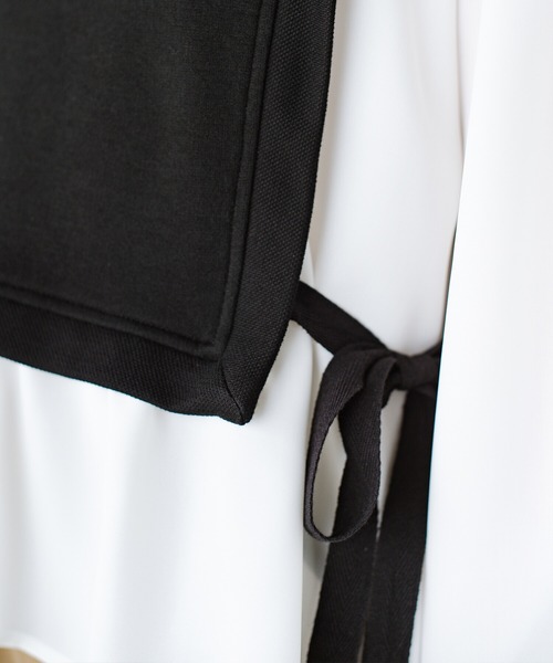 haco!（ハコ）の「楽ちんかわいいをとことん追求！シンプルボトムスに合わせるだけで簡単におしゃれな重ね着コーデが完成する便利なドッキングトップス（Tシャツ/カットソー・レディース・ベージュ/ブラック・LARGE/MEDIUM/X-LARGE/SMALL）」の9枚目の写真