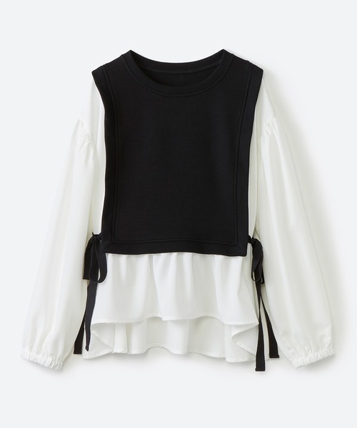 haco!（ハコ）の「楽ちんかわいいをとことん追求！シンプルボトムスに合わせるだけで簡単におしゃれな重ね着コーデが完成する便利なドッキングトップス（Tシャツ/カットソー・レディース・ベージュ/ブラック・LARGE/MEDIUM/X-LARGE/SMALL）」の16枚目の写真