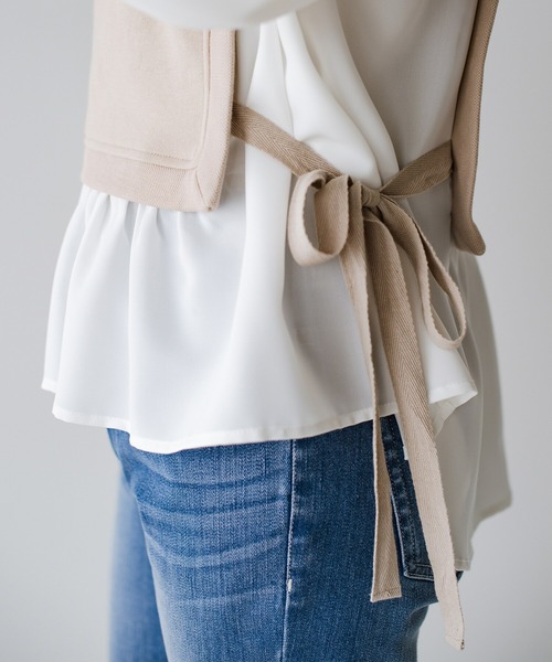 haco!（ハコ）の「楽ちんかわいいをとことん追求！シンプルボトムスに合わせるだけで簡単におしゃれな重ね着コーデが完成する便利なドッキングトップス（Tシャツ/カットソー・レディース・ベージュ/ブラック・LARGE/MEDIUM/X-LARGE/SMALL）」の14枚目の写真