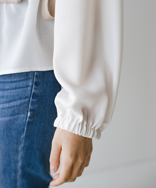 haco!（ハコ）の「楽ちんかわいいをとことん追求！シンプルボトムスに合わせるだけで簡単におしゃれな重ね着コーデが完成する便利なドッキングトップス（Tシャツ/カットソー・レディース・ベージュ/ブラック・LARGE/MEDIUM/X-LARGE/SMALL）」の15枚目の写真