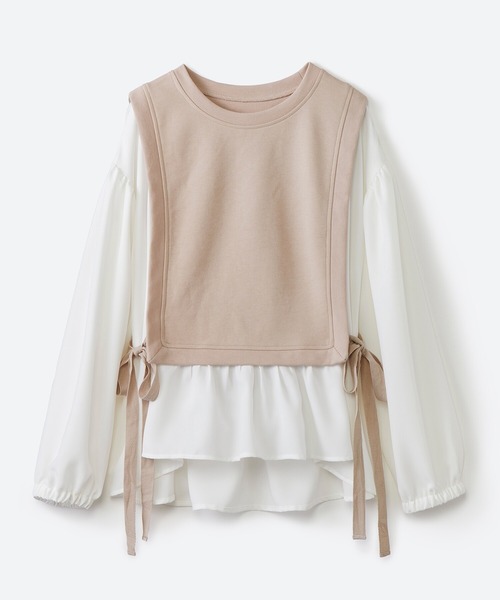 haco!（ハコ）の「楽ちんかわいいをとことん追求！シンプルボトムスに合わせるだけで簡単におしゃれな重ね着コーデが完成する便利なドッキングトップス（Tシャツ/カットソー・レディース・ベージュ/ブラック・LARGE/MEDIUM/X-LARGE/SMALL）」の17枚目の写真