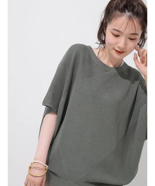 AMERICAN HOLIC（アメリカンホリック）の「編地切り替えニットプルオーバー（ニット/セーター・レディース・チャコールグレー/カーキ/モカ・M/L）」の9枚目の写真