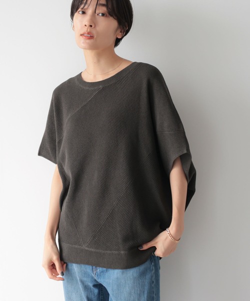 AMERICAN HOLIC（アメリカンホリック）の「編地切り替えニットプルオーバー（ニット/セーター・レディース・チャコールグレー/カーキ/モカ・M/L）」の3枚目の写真