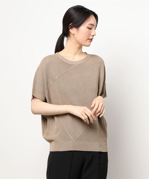 AMERICAN HOLIC（アメリカンホリック）の「編地切り替えニットプルオーバー（ニット/セーター・レディース・チャコールグレー/カーキ/モカ・M/L）」の5枚目の写真