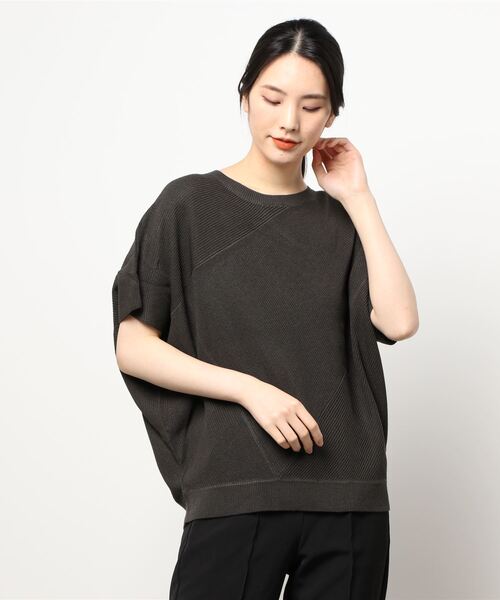 AMERICAN HOLIC（アメリカンホリック）の「編地切り替えニットプルオーバー（ニット/セーター・レディース・チャコールグレー/カーキ/モカ・M/L）」の6枚目の写真