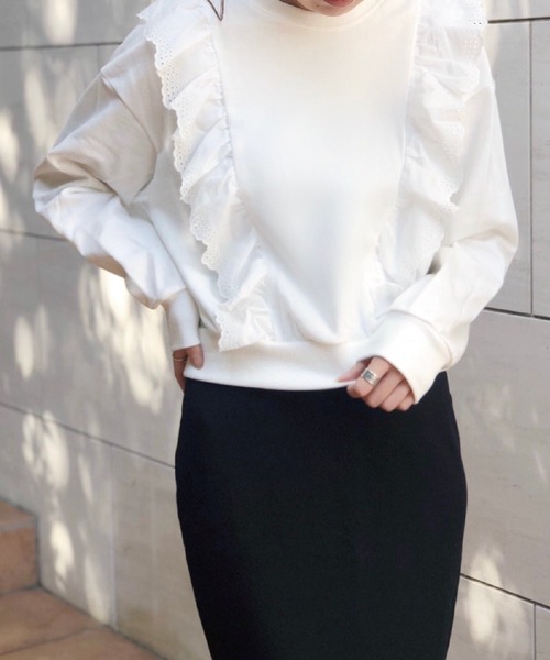 Banner Barrett（バナーバレット）の「裏毛レーストップ（スウェット・レディース・ブラック/ホワイト・38）」の2枚目の写真