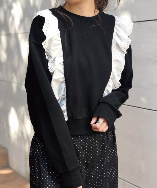 Banner Barrett（バナーバレット）の「裏毛レーストップ（スウェット・レディース・ブラック/ホワイト・38）」の7枚目の写真