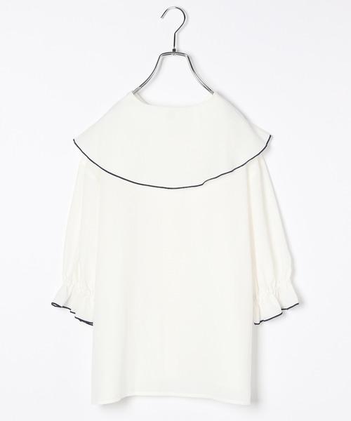 GLOBAL WORK（グローバルワーク）の「【AND YUA ANY】パイピングセーラーブラウス/959198（シャツ/ブラウス・キッズ・ホワイト/ライトブルー・150cm/160cm）」の9枚目の写真