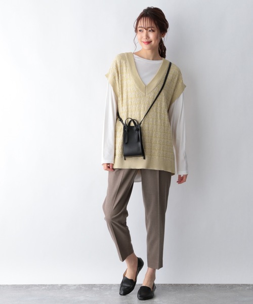 GLOBAL WORK（グローバルワーク）の「ジャガードニットベスト/956232（ベスト・レディース・イエロー/ブラック/ベージュ・FREE）」の11枚目の写真