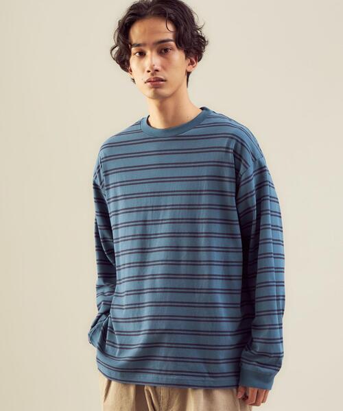 green label relaxing（グリーンレーベルリラクシング）の「＜green label relaxing＞コンフィヤーン ピーチボーダー クルーネック カットソー（Tシャツ/カットソー・メンズ・ブラック/ホワイト/コバルトブルー・S/XL/L/M）」の3枚目の写真