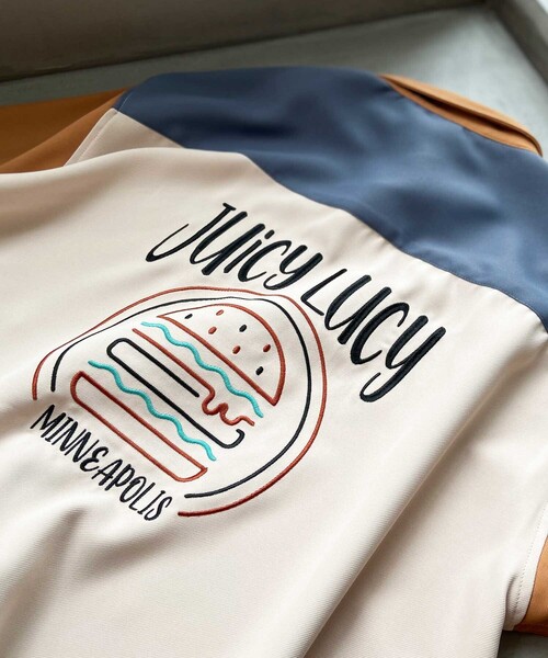 BASECONTROL（ベースコントロール）の「◆フードバック刺繍 BURGER ビッグシルエットシャツ（シャツ/ブラウス・メンズ・アイボリー/ブラック/ベージュ/ライトブルー/ベージュ系・02/03/04）」の4枚目の写真