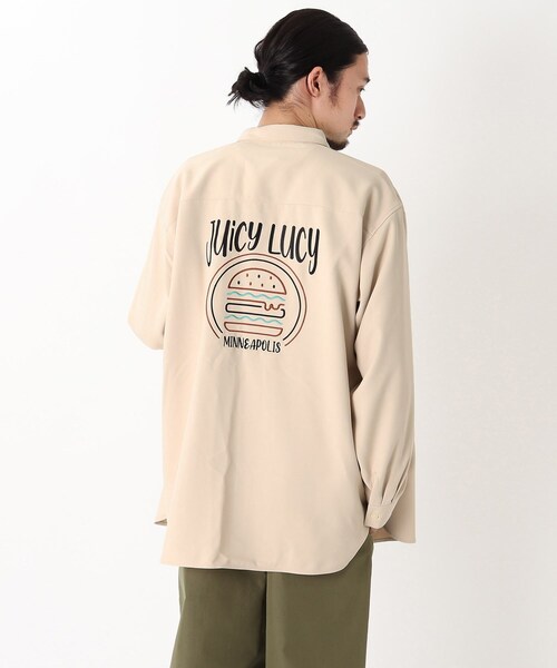 BASECONTROL（ベースコントロール）の「◆フードバック刺繍 BURGER ビッグシルエットシャツ（シャツ/ブラウス・メンズ・アイボリー/ブラック/ベージュ/ライトブルー/ベージュ系・02/03/04）」の20枚目の写真