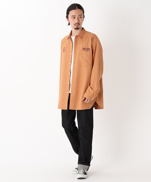 BASECONTROL（ベースコントロール）の「◆フードバック刺繍 BURGER ビッグシルエットシャツ（シャツ/ブラウス・メンズ・アイボリー/ブラック/ベージュ/ライトブルー/ベージュ系・02/03/04）」の11枚目の写真