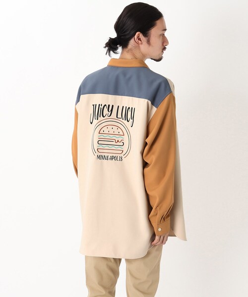 BASECONTROL（ベースコントロール）の「◆フードバック刺繍 BURGER ビッグシルエットシャツ（シャツ/ブラウス・メンズ・アイボリー/ブラック/ベージュ/ライトブルー/ベージュ系・02/03/04）」の12枚目の写真