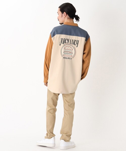 BASECONTROL（ベースコントロール）の「◆フードバック刺繍 BURGER ビッグシルエットシャツ（シャツ/ブラウス・メンズ・アイボリー/ブラック/ベージュ/ライトブルー/ベージュ系・02/03/04）」の8枚目の写真