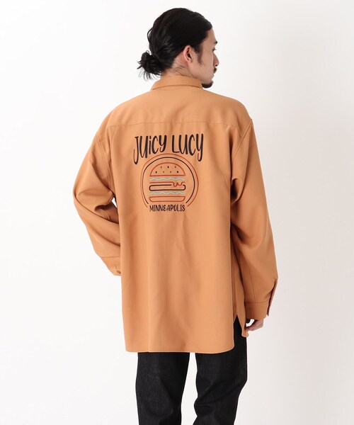 BASECONTROL（ベースコントロール）の「◆フードバック刺繍 BURGER ビッグシルエットシャツ（シャツ/ブラウス・メンズ・アイボリー/ブラック/ベージュ/ライトブルー/ベージュ系・02/03/04）」の3枚目の写真