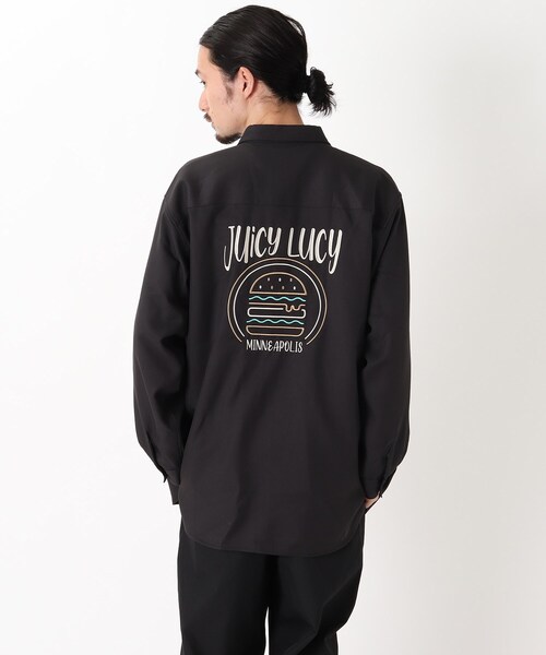 BASECONTROL（ベースコントロール）の「◆フードバック刺繍 BURGER ビッグシルエットシャツ（シャツ/ブラウス・メンズ・アイボリー/ブラック/ベージュ/ライトブルー/ベージュ系・02/03/04）」の2枚目の写真