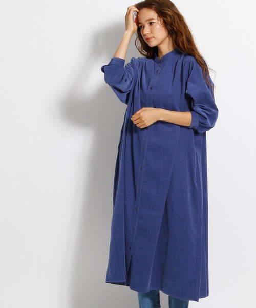 niko and...（ニコアンド）の「Tenderコール羽織りワンピース（ワンピース・レディース・カーキ/チャコール/アイボリー/ブルー・MEDIUM/LARGE）」の4枚目の写真