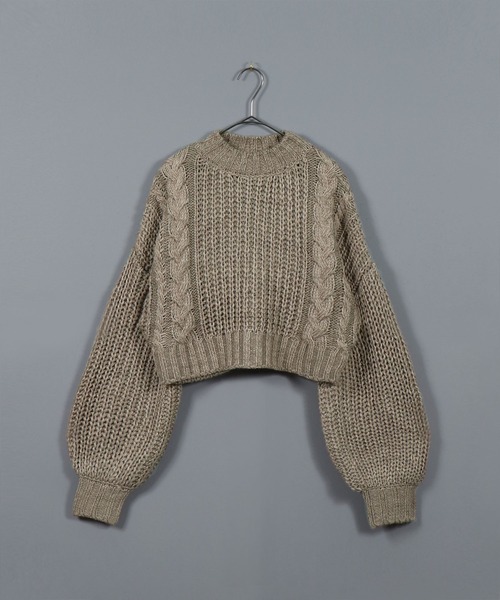 &g'aime（アンジェム）の「【&g’aime】バックデザインケーブルニット（ニット/セーター・レディース・チャコールグレー/ライトグレー/ベージュ・FREE）」の7枚目の写真