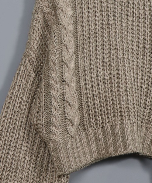 &g'aime（アンジェム）の「【&g’aime】バックデザインケーブルニット（ニット/セーター・レディース・チャコールグレー/ライトグレー/ベージュ・FREE）」の21枚目の写真