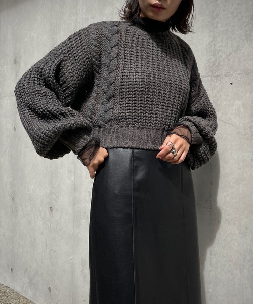 &g'aime（アンジェム）の「【&g’aime】バックデザインケーブルニット（ニット/セーター・レディース・チャコールグレー/ライトグレー/ベージュ・FREE）」の9枚目の写真