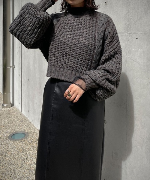 &g'aime（アンジェム）の「【&g’aime】バックデザインケーブルニット（ニット/セーター・レディース・チャコールグレー/ライトグレー/ベージュ・FREE）」の17枚目の写真