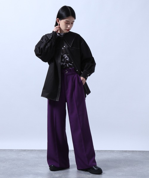 HARE(ハレ)の「colorワイドセンタープレススラックス(HARE)(スラックス・レディース・ブラック/グリーン/パープル・MEDIUM/SMALL)」の9枚目の写真