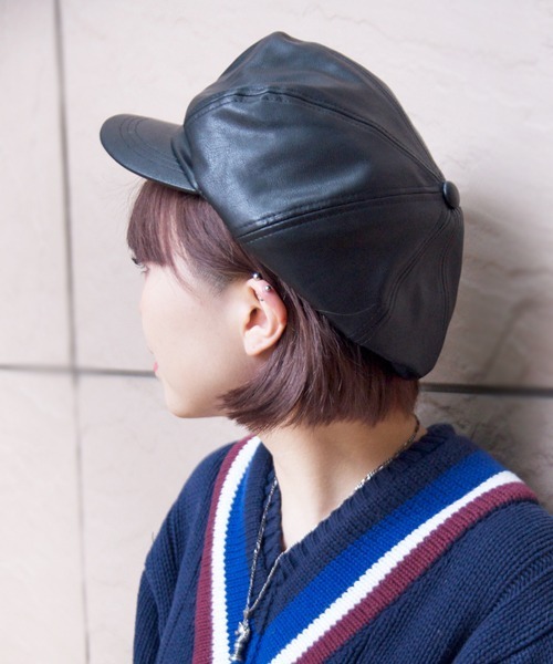 Ruben（ルーベン）の「FAUX LEATHER CASKET/フェイクレザー キャスケット（キャスケット・レディース・ブラック/ブラウン/グレー・FREE）」の14枚目の写真