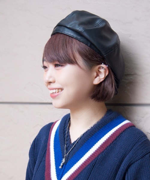 Ruben（ルーベン）の「FAUX LEATHER CASKET/フェイクレザー キャスケット（キャスケット・レディース・ブラック/ブラウン/グレー・FREE）」の16枚目の写真