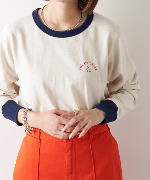 CIAOPANIC TYPY（チャオパニックティピー）の「リンガーバックプリントTee（Tシャツ/カットソー・レディース・ネイビー/グレー/アイボリー・ONE SIZE）」の10枚目の写真