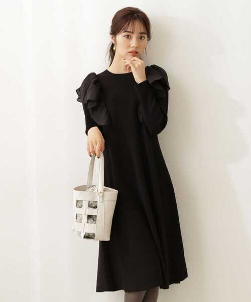 PROPORTION BODY DRESSING(プロポーションボディドレッシング)の「ラッフルAラインニットワンピ / 1211240115(ワンピース・レディース・ブラウン系その他/ブラック・MEDIUM/SMALL)」の22枚目の写真