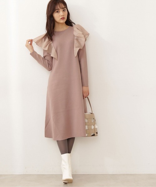 PROPORTION BODY DRESSING(プロポーションボディドレッシング)の「ラッフルAラインニットワンピ / 1211240115(ワンピース・レディース・ブラウン系その他/ブラック・MEDIUM/SMALL)」の7枚目の写真