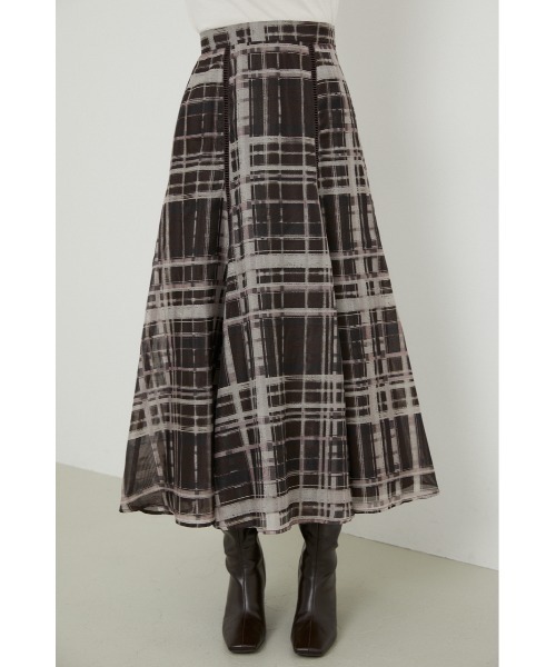 rienda（リエンダ）の「MIXパターンパネルフレアスカート（スカート・レディース・ダークブラウン/グレー/アイボリー・SMALL/MEDIUM）」の6枚目の写真