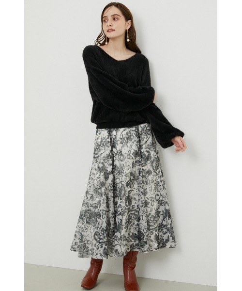 rienda（リエンダ）の「MIXパターンパネルフレアスカート（スカート・レディース・ダークブラウン/グレー/アイボリー・SMALL/MEDIUM）」の17枚目の写真