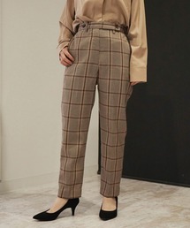 AULI | 【低身長向けサイズ】チェック柄テーパードパンツ(スラックス)