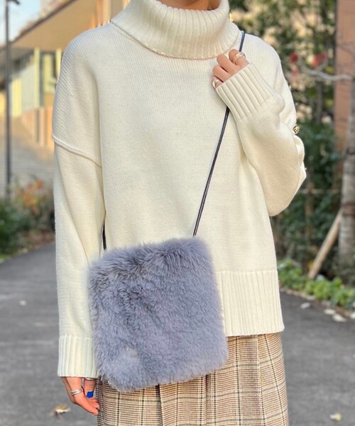 THE SHOP TK （ザ ショップ ティーケー ）の「◆ファースクエアミニショルバッグ（ショルダーバッグ・レディース・ライトブルー/ブラウン系その他2/アイボリー・99）」の3枚目の写真