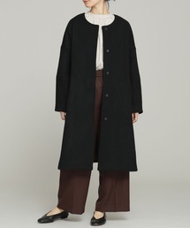 NANO universe | ダブルビーバーノーカラークルーネックコート(ノーカラーコート)