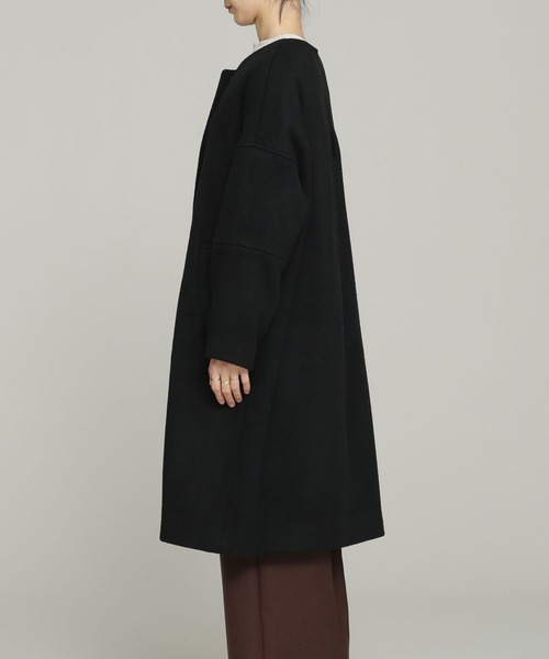NANO universe（ナノユニバース）の「ダブルビーバーノーカラークルーネックコート（ノーカラーコート・レディース・ブラック/モカ/グレー系その他4・38/36）」の11枚目の写真
