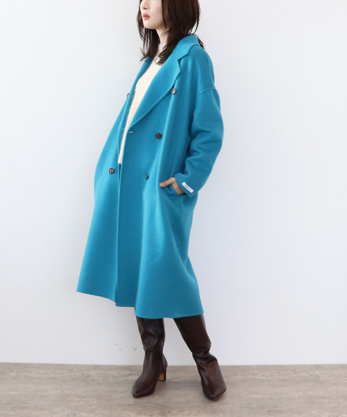 Three Four Time(スリーフォータイム)の「ウールWコート(チェスターコート・レディース・ブルー・FREE)」の4枚目の写真