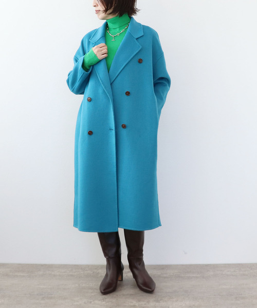 Three Four Time(スリーフォータイム)の「ウールWコート(チェスターコート・レディース・ブルー・FREE)」の2枚目の写真