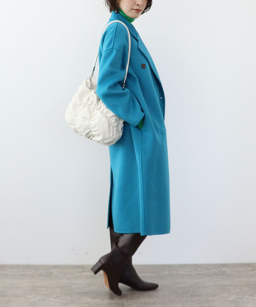 Three Four Time(スリーフォータイム)の「ウールWコート(チェスターコート・レディース・ブルー・FREE)」の3枚目の写真