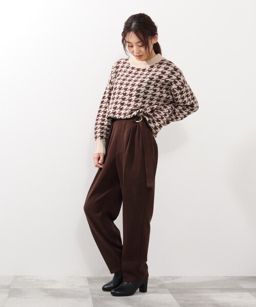 DRESKIP(ドレスキップ)の「◆ベルト風ゆるテーパードパンツ(その他パンツ・レディース・グリーン/ブラック/ダークブラウン/ブラック系1・02/03)」の6枚目の写真