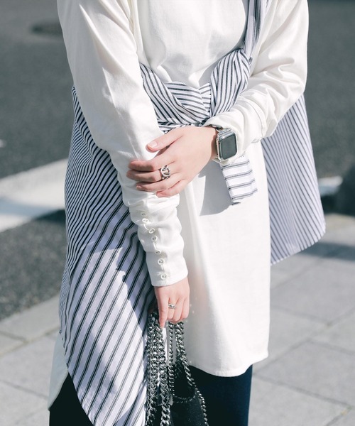 n'OrLABEL（ノアールレーベル）の「『袖ボタンレイヤードコットンロンT