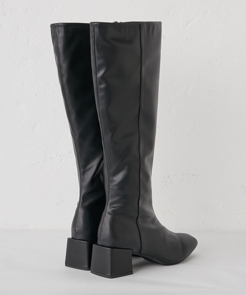 one after another NICE CLAUP（ワンアフターアナザーナイスクラップ）の「細見え！フェイクレザーロングブーツ（ブーツ・レディース・ブラック・SMALL/MEDIUM/LARGE）」の10枚目の写真