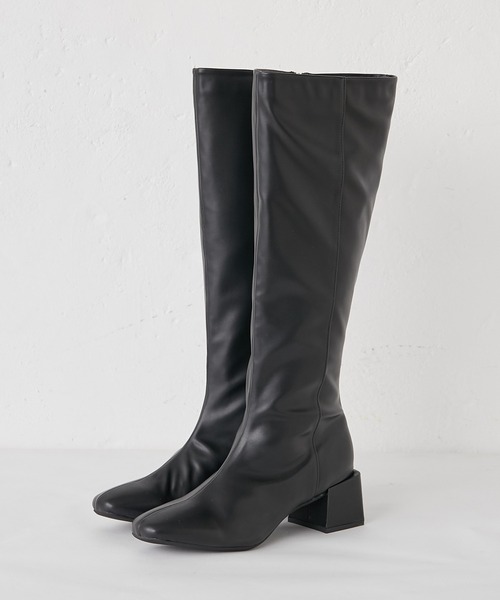 one after another NICE CLAUP（ワンアフターアナザーナイスクラップ）の「細見え！フェイクレザーロングブーツ（ブーツ・レディース・ブラック・SMALL/MEDIUM/LARGE）」の8枚目の写真