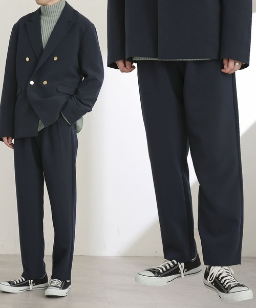 SENSE OF PLACE by URBAN RESEARCH（センスオブプレイスバイアーバンリサーチ）の「『セットアップ対応』 ダブルタックテーパードスラックスB（スラックス・メンズ・ブラック/ネイビー/ライトベージュ・MEDIUM/LARGE）」の3枚目の写真