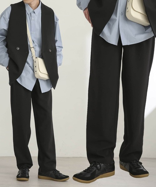 SENSE OF PLACE by URBAN RESEARCH（センスオブプレイスバイアーバンリサーチ）の「『セットアップ対応』 ダブルタックテーパードスラックスB（スラックス・メンズ・ブラック/ネイビー/ライトベージュ・MEDIUM/LARGE）」の21枚目の写真