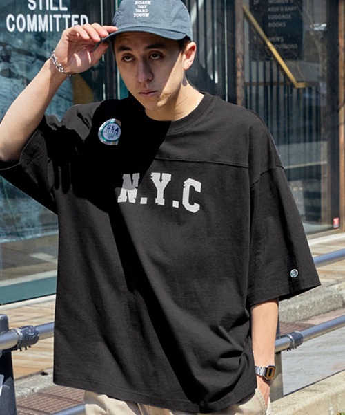 DISCUS ATHLETIC（ディスカス　アスレチック）の「DISCUS ATHLETIC/ディスカス アスレチック フットボールカレッジ USAコットン半袖Tシャツ（Tシャツ/カットソー・メンズ・オレンジ/ネイビー/スミクロ/ホワイト/グリーン/ブルー・L/M）」の4枚目の写真