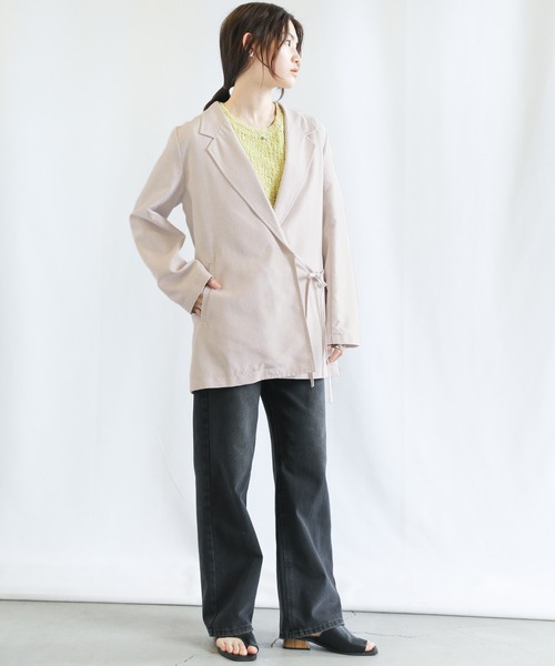 select MOCA（セレクトモカ）の「リネンライクカシュクールジャケット（テーラードジャケット・レディース・グレー/ピンクベージュ・FREE）」の21枚目の写真
